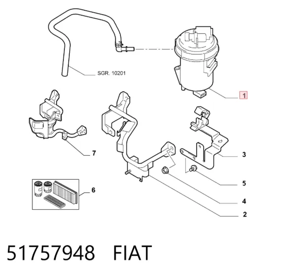 Caixa de filtro de combustível 51757948 Fiat/Alfa/Lancia