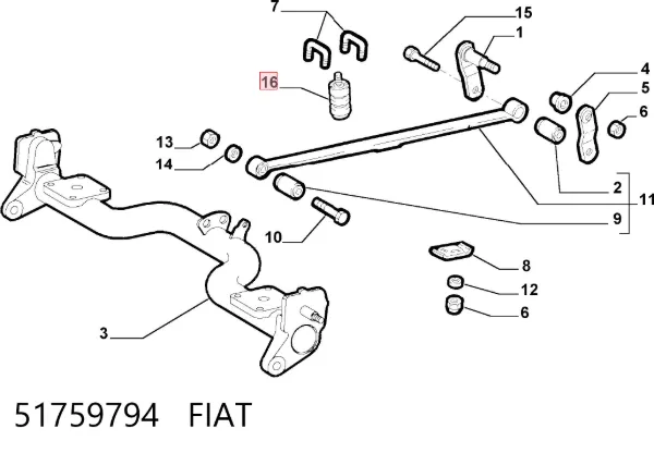 Grade de proteção da suspensão de lâminas traseira 51759794 Fiat/Alfa/Lancia