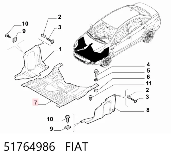 Proteção de motor, de panela (da seção de motor) Fiat Linea 323