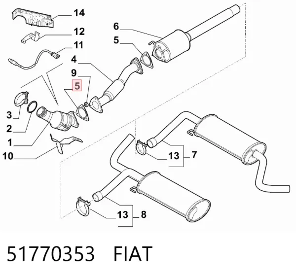Vedante de tubo de admissão do silenciador 51770353 Fiat/Alfa/Lancia