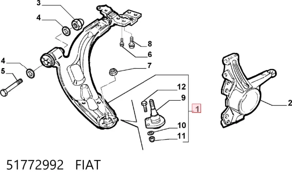 Braço oscilante inferior esquerdo de suspensão dianteira 51772992 Fiat/Alfa/Lancia