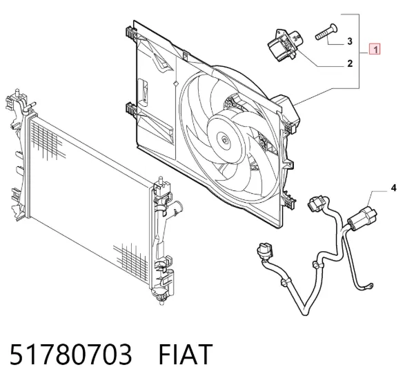 Difusor do radiador de esfriamento, montado com motor e roda de aletas 51780703 Fiat/Alfa/Lancia