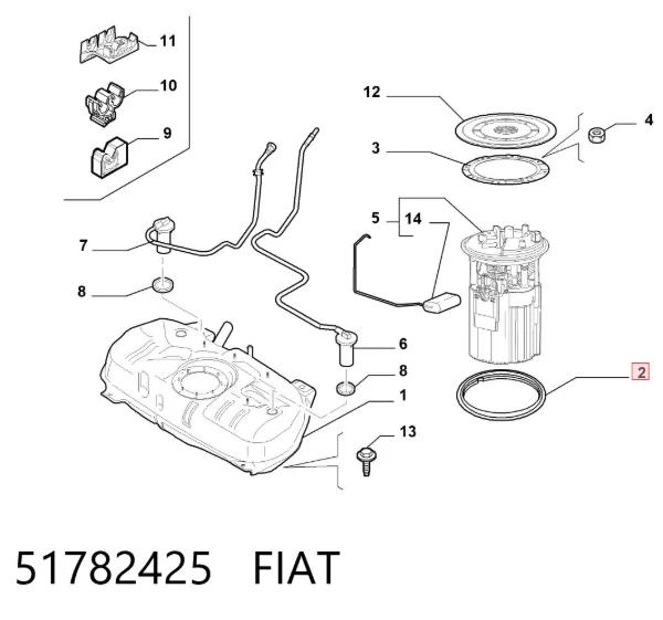 Vedante de sensor do nível de combustível/da bomba de combustível (tanque de combustível) 51782425 Fiat/Alfa/Lancia