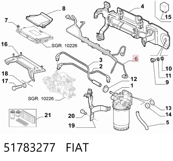 Tubo de combustível, kit 51783277 Fiat/Alfa/Lancia