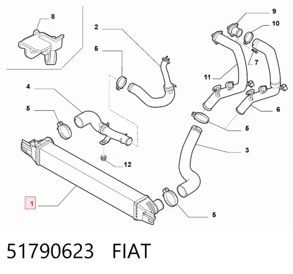 Radiador de intercooler 51790623 Fiat/Alfa/Lancia