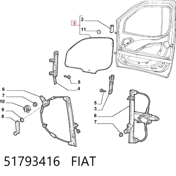 Vidro da porta dianteira esquerda 51793416 Fiat/Alfa/Lancia