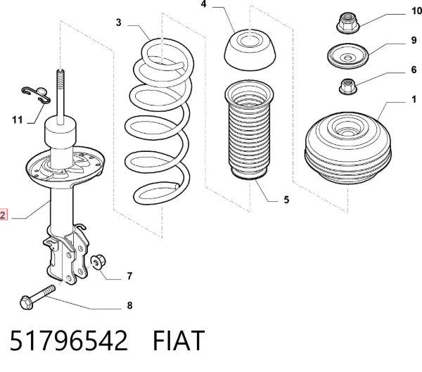 Amortecedor dianteiro esquerdo 51796542 Fiat/Alfa/Lancia