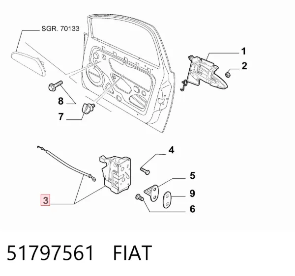 Fecho da porta dianteira esquerda 51797561 Fiat/Alfa/Lancia