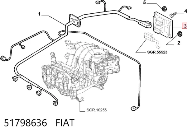 Módulo de direção (Centralina eletrônica) de motor 51798636 Fiat/Alfa/Lancia