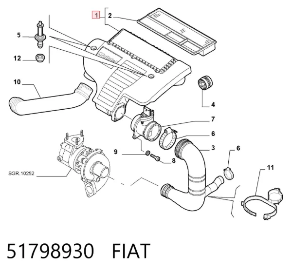 Caixa de filtro de ar 51798930 Fiat/Alfa/Lancia