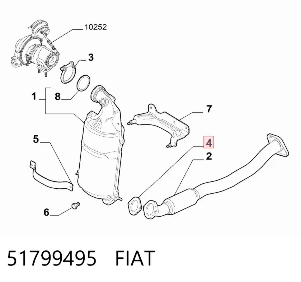 Vedante de tubo de admissão do silenciador 51799495 Fiat/Alfa/Lancia