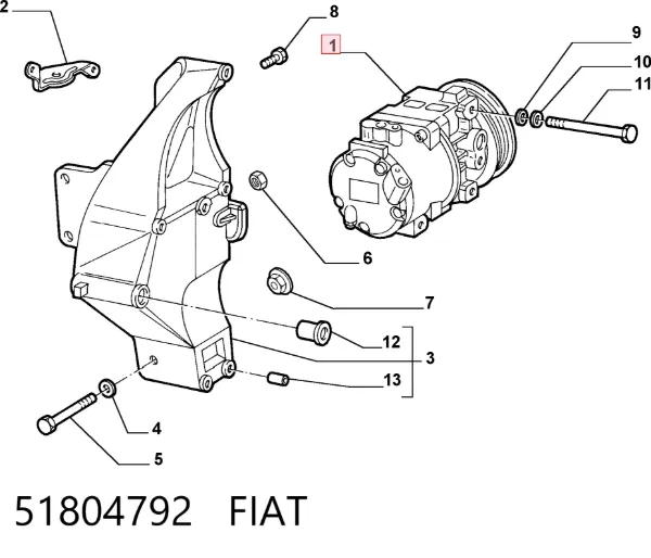 Compressor de aparelho de ar condicionado 51804792 Fiat/Alfa/Lancia