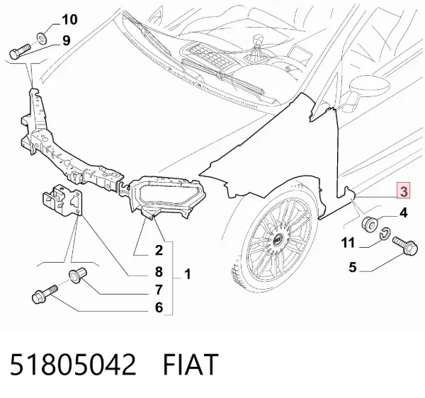 Pára-lama dianteiro esquerdo 51805042 Fiat/Alfa/Lancia