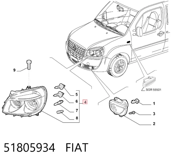 Luz direita 51805934 Fiat/Alfa/Lancia