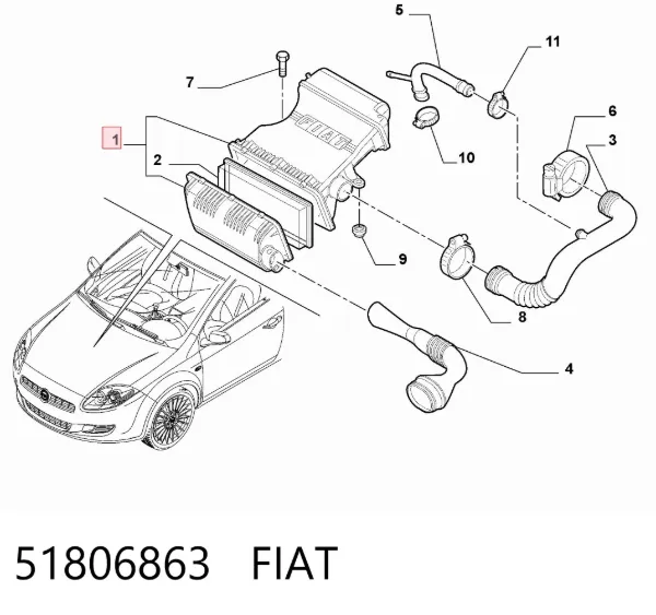 Caixa de filtro de ar 51806863 Fiat/Alfa/Lancia