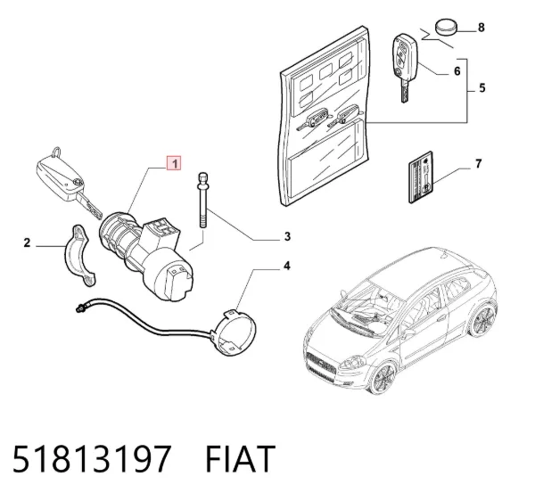 Fecho de ignição 51813197 Fiat/Alfa/Lancia