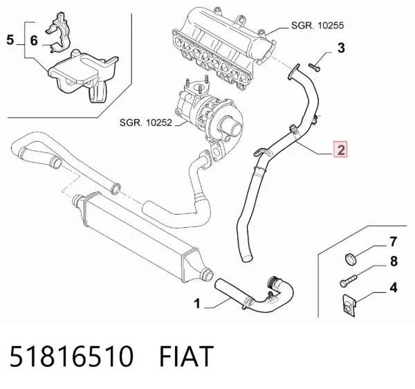 Mangueira (cano derivado) de intercooler 51816510 Fiat/Alfa/Lancia