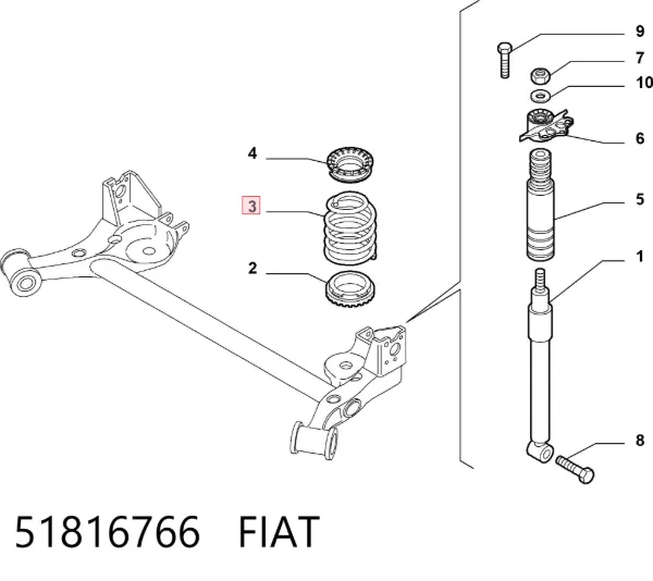Mola traseira 51816766 Fiat/Alfa/Lancia