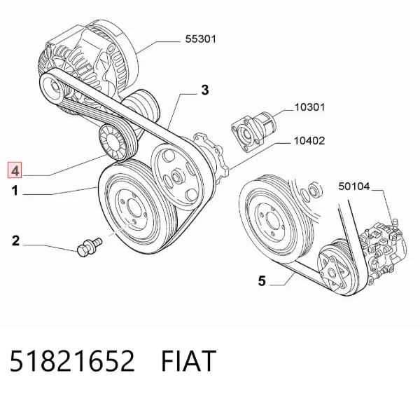 Reguladora de tensão da correia de transmissão 51821652 Fiat/Alfa/Lancia