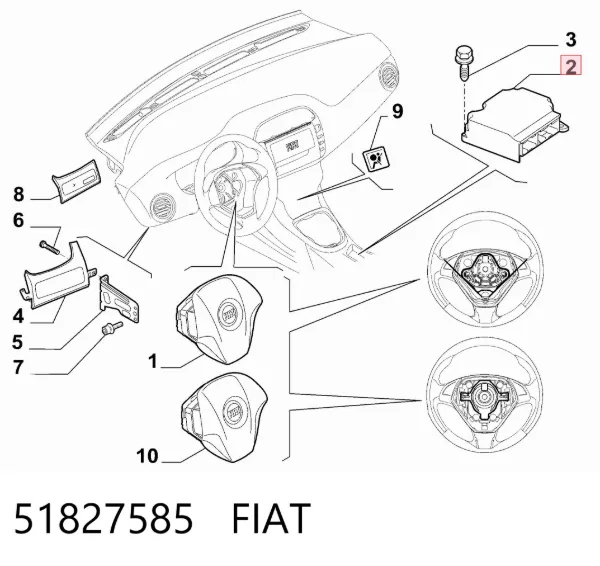 Módulo processador de controlo da bolsa de ar (Centralina eletrônica AIRBAG) 51827585 Fiat/Alfa/Lancia