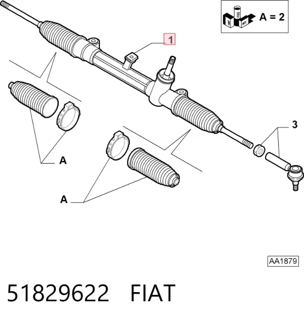Cremalheira da direção 51829622 Fiat/Alfa/Lancia