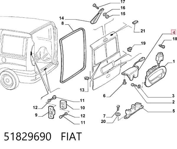 Fecho de vidro de porta-malas (de 3ª/5ª porta traseira (de tampa de alcapão) 51829690 Fiat/Alfa/Lancia