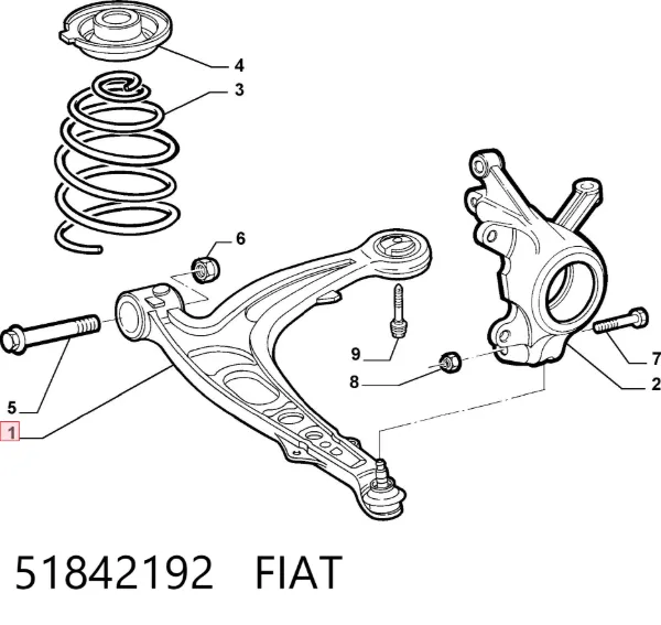 Braço oscilante inferior esquerdo de suspensão dianteira 51842192 Fiat/Alfa/Lancia