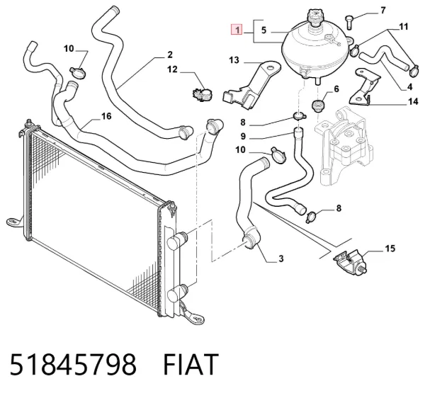 Tanque de expansão do sistema de esfriamento 51845798 Fiat/Alfa/Lancia