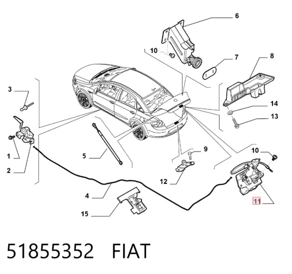 Fecho de tampa de porta-malas (de 3ª/5ª porta traseira) 51855352 Fiat/Alfa/Lancia