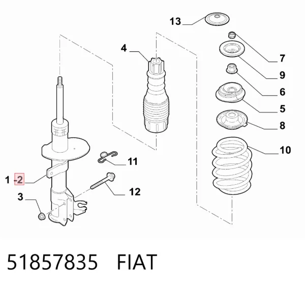Amortecedor dianteiro esquerdo 51857835 Fiat/Alfa/Lancia