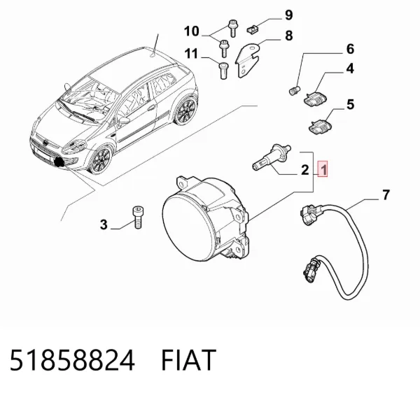 Luzes de nevoeiro esquerdas/direitas 51858824 Fiat/Alfa/Lancia