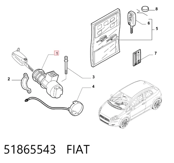 Fecho de ignição 51865543 Fiat/Alfa/Lancia