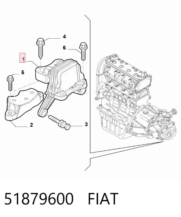 Coxim (suporte) esquerdo de motor 51879600 Fiat/Alfa/Lancia