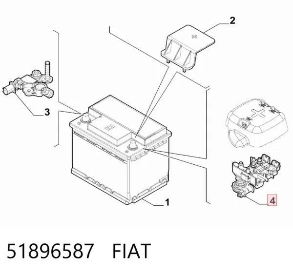 Borne de bateria recarregável (PILHA) 51896587 Fiat/Alfa/Lancia