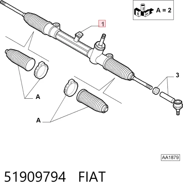 Cremalheira da direção 51909794 Fiat/Alfa/Lancia