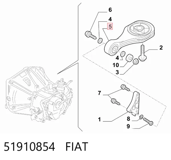 Coxim (suporte) esquerdo de motor 51910854 Fiat/Alfa/Lancia