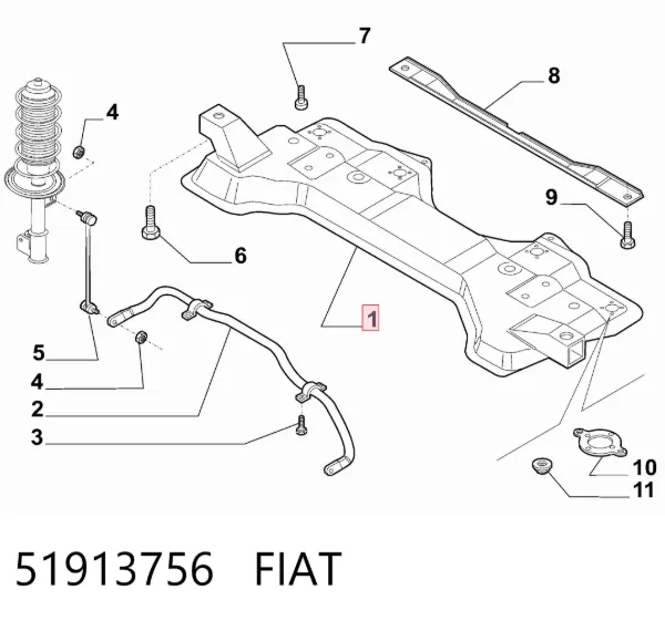 Viga de suspensão dianteira (plataforma veicular) 51913756 Fiat/Alfa/Lancia