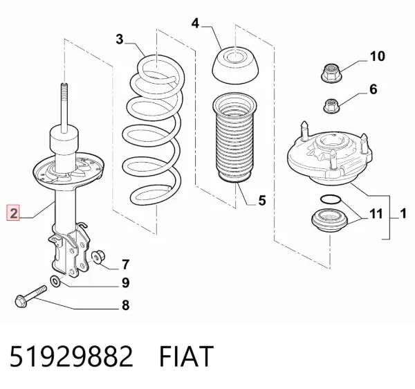Amortecedor dianteiro direito 51929882 Fiat/Alfa/Lancia