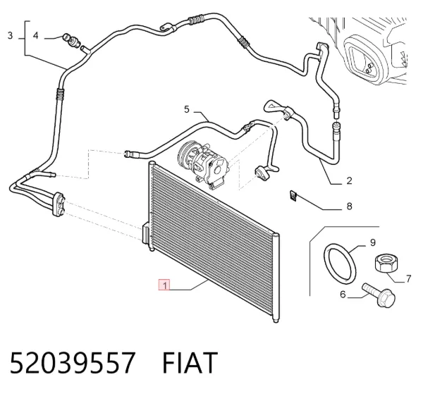 Radiador de aparelho de ar condicionado 52039557 Fiat/Alfa/Lancia