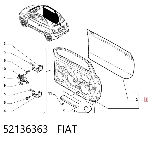 Porta dianteira esquerda 52136363 Fiat/Alfa/Lancia