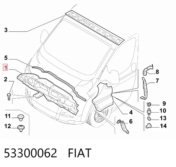 Suporte do radiador montado (painel de montagem de fixação das luzes) 53300062 Fiat/Alfa/Lancia