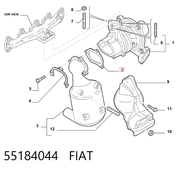 Vedante de turbina dos gases de escape, escape 55184044 Fiat/Alfa/Lancia