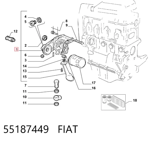 Bomba de óleo 55187449 Fiat/Alfa/Lancia