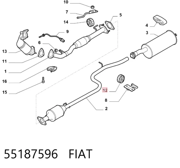Coxim de fixação do silenciador 55187596 Fiat/Alfa/Lancia