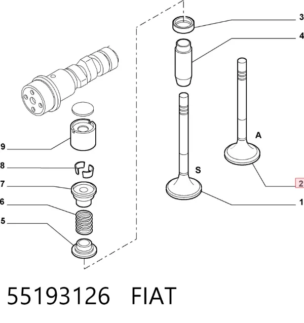 Válvula de admissão 55193126 Fiat/Alfa/Lancia