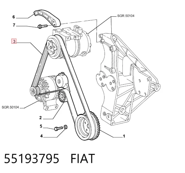 Correia dos conjuntos de transmissão 55193795 Fiat/Alfa/Lancia