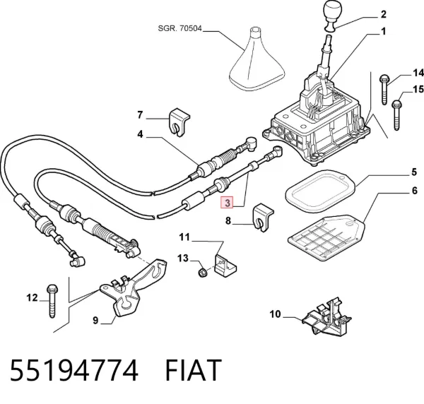 Cabo de mudança (de seleção de velocidade) 55194774 Fiat/Alfa/Lancia