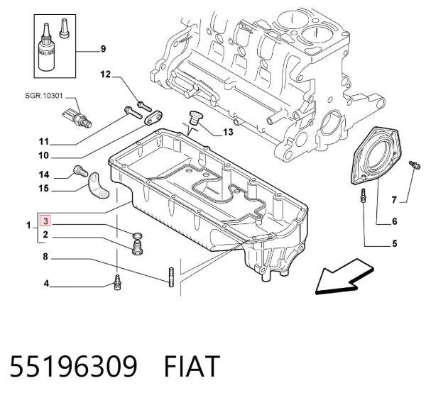 Vedante de rolha de panela de motor 55196309 Fiat/Alfa/Lancia