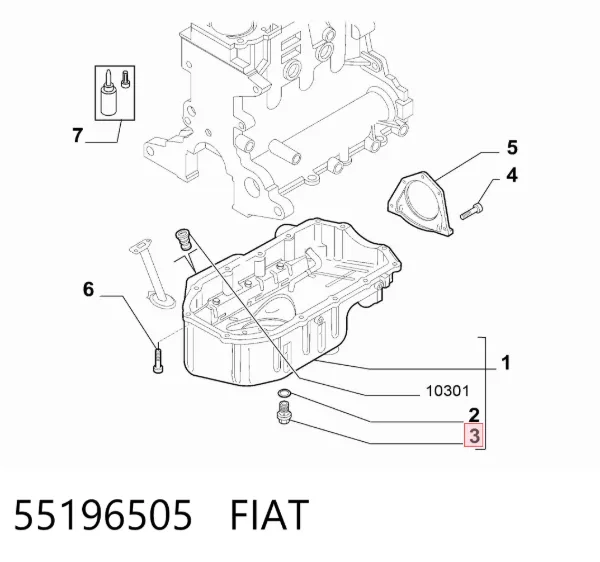 Tampão de panela de motor 55196505 Fiat/Alfa/Lancia