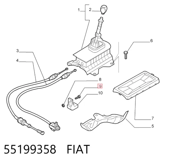 Cabo de mudança, de seletor 55199358 Fiat/Alfa/Lancia